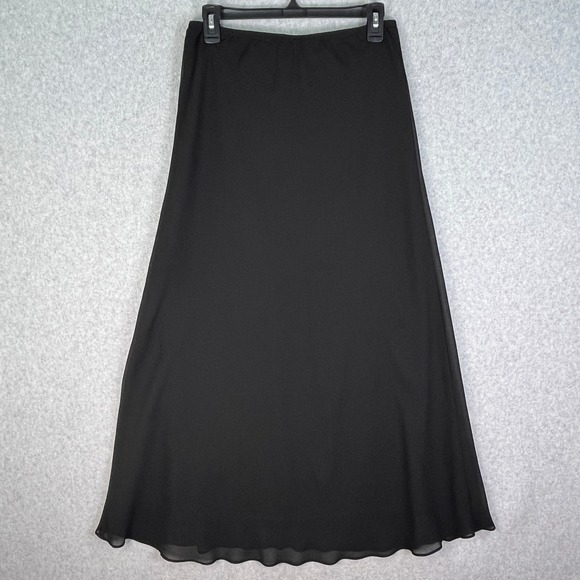 MSK Skirt Women's Black 10 Maxi A-Line Flowy Chiffon Overlay Evening Formal USA - Picture 1 of 6
